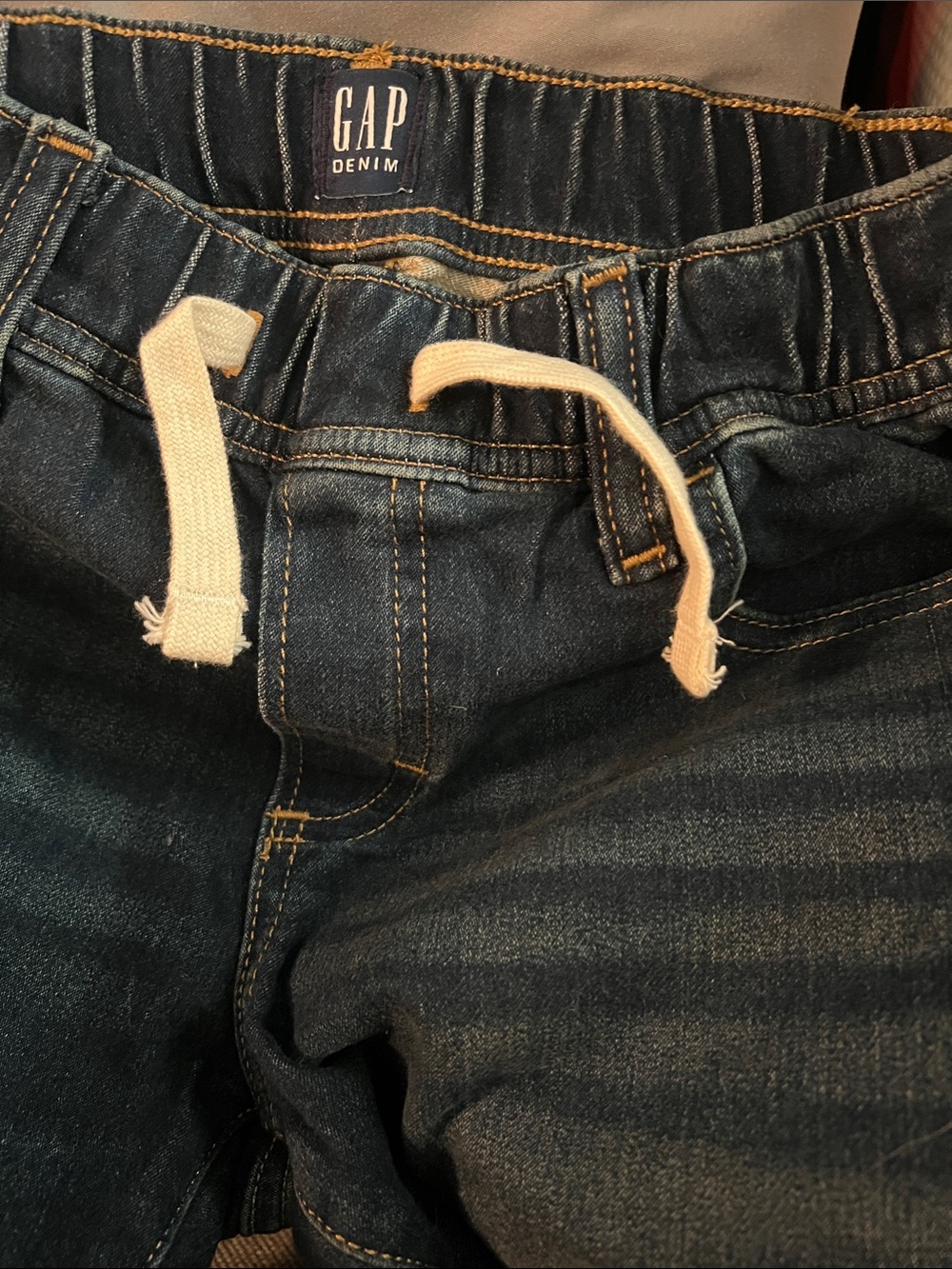 GAP Dark Blue Relaxed Drawstring kids Stretch Slim Jeans, Size M
